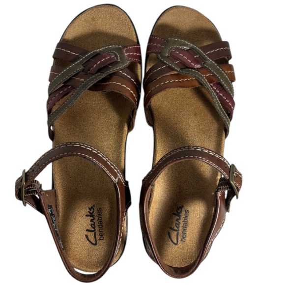 Clarks Bendables Woven Strap Open Toe Heeled Sandals Buckle Closure Size 8.5 - Picture 7 of 16